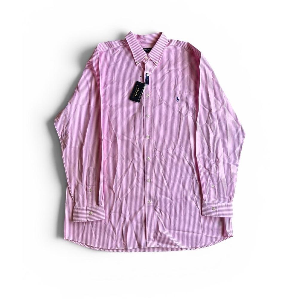 Polo Ralph Lauren Shirt Button Down Classic Dress Pink Stripe Men's XLT XL Tall